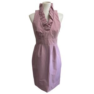 Just Taylor Sheath Dress Womens 4 Mauve Ruffle Neck Excellent